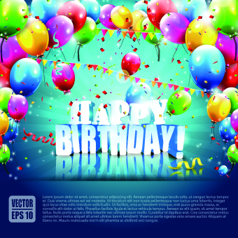 Beautiful colorful balloons Happy Birthday background vector 01 happy birthday happy colorful beautiful balloons balloon background vector   