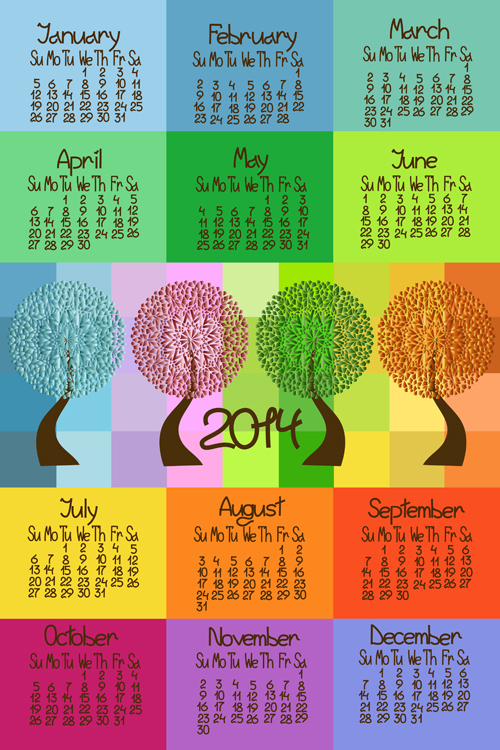 2014 year calendar vector set 05 year set calendar 2014   