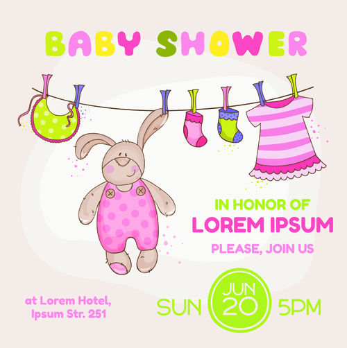 Cute baby shower cards vector 02 shower cards baby   