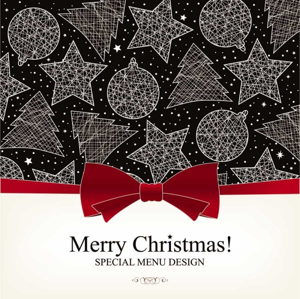 Christmas with Bow Greeting Cards vector 03 greeting christmas cards card bow   