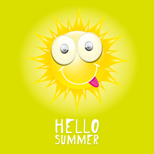 Funny sun cartoon summer vector background 07 sun summer funny cartoon   