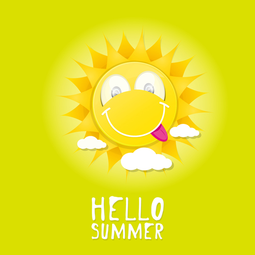 Funny sun cartoon summer vector background 08 sun summer funny cartoon background   