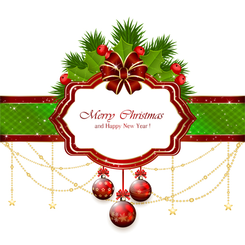 Christmas card with decorative elements vector material decorative christmas   