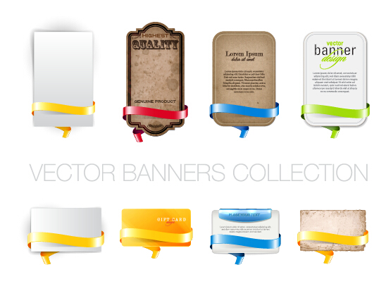 Bright banners with colorful ribbon vector set 01 ribbon colorful bright banners banner   