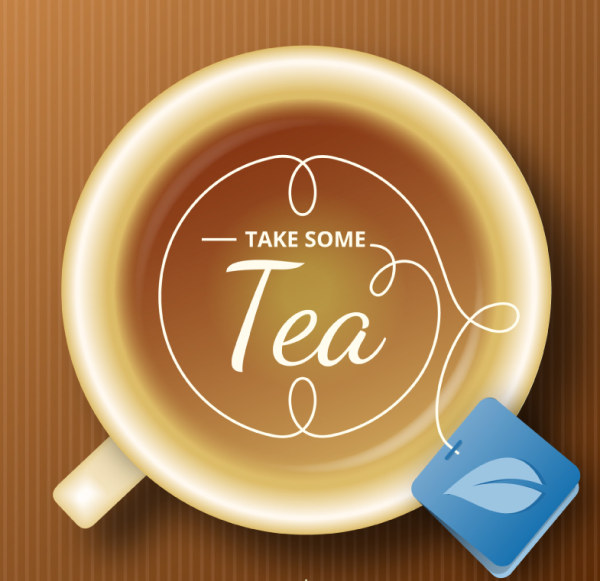 Tea with tag background vector material tea tag background   