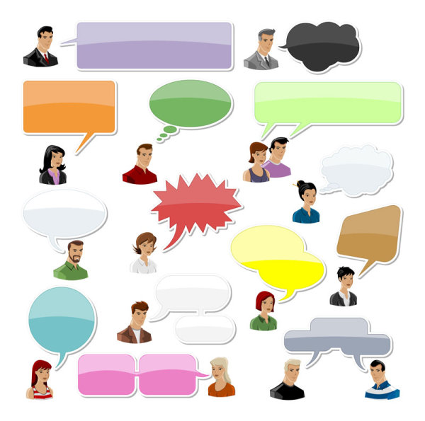 Cartoon People and Speech Bubbles vector Graphics 01 speech bubbles people graphics cartoon bubble   