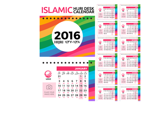 2016 desk calendar template vectors set 05 template calendar 2016   