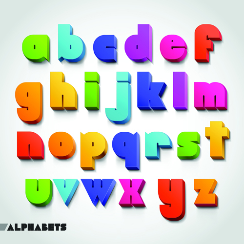 Creative 3D colored alphabet design vector 01 creative colored alphabet   