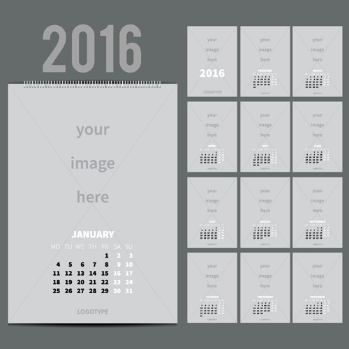 2016 desk calendar template vectors set 03 template calendar 2016   