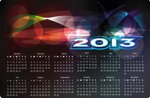 Set of Calendar grid 2013 design vector 09 grid calendar 2013   