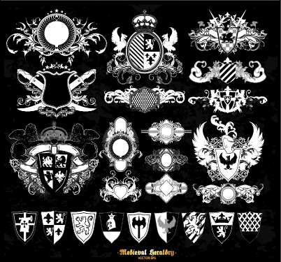 Classical heraldry ornaments vector material 02 ornaments heraldry classical   
