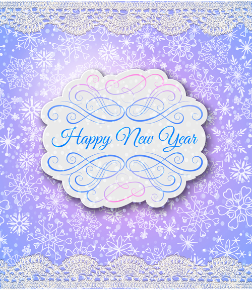 Elegant new year card with lace border vector 03 year new lace elegant card border   