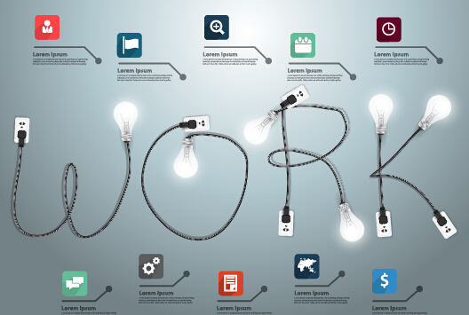 Power supply with light bulb creative business template 02 Power supply light bulb Creative business creative business template business   