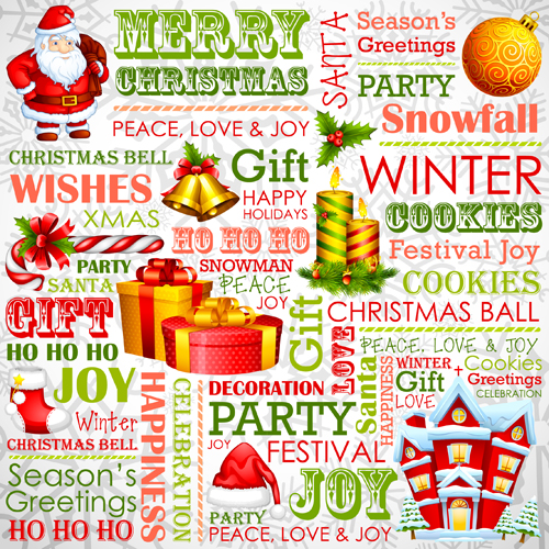 Creative Christmas font and elements vector elements element creative christmas   