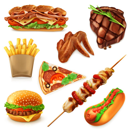 Shiny fast food vectors shiny food fast   