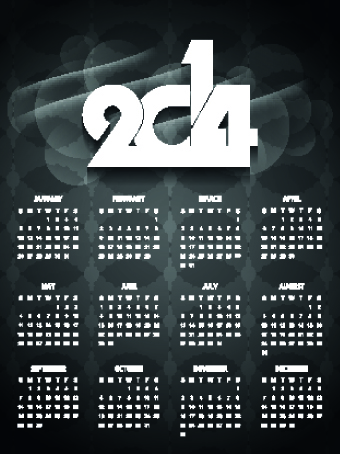 2014 New Year calendar vector set 02 new year calendar 2014   