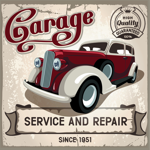 Retro auto service and repair poster vector 02 service repair poster   