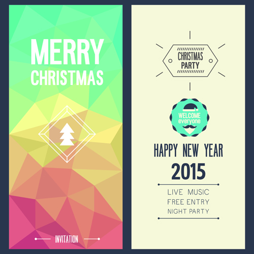 2015 Christmas invitation cards vintage style vector set 01 vintage invitation cards invitation christmas 2015   