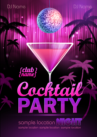 Vector cocktail party poster design graphics set 03 poster design poster party cocktail   