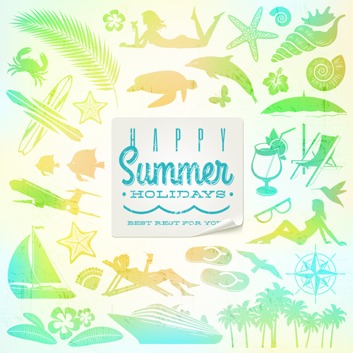 Travel elements with summer holiday background travel summer holiday elements element background   