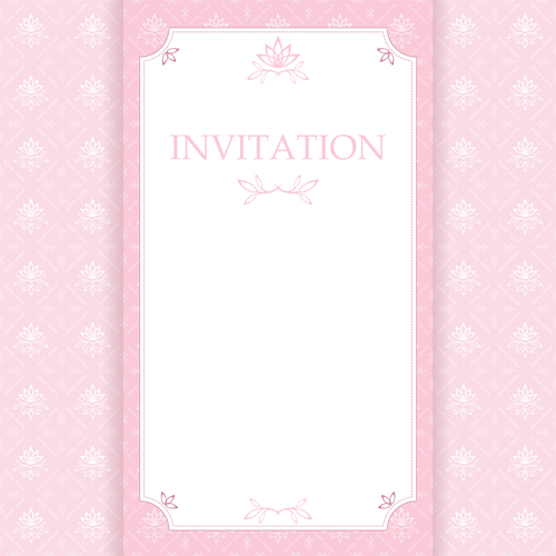 Elegant pink invitation card vector pink invitation elegant card   