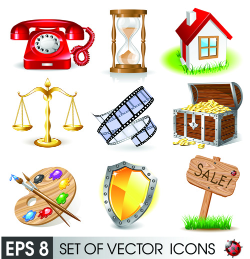 Various 3D icons mix vector graphics 01 Various icons icon   