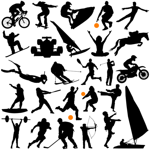 Different of Sport silhouette vector graphic set 03 Sport silhouette different   