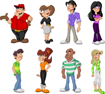 Amusing cartoon people design vector people cartoon Amusing   