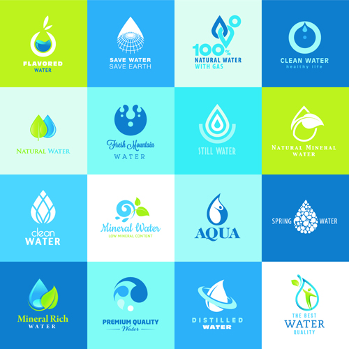 Vector water elements logos set water logos logo elements element   