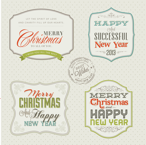 Elegant Christmas labels design vector labels label elegant christmas   