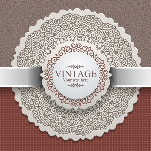 Exquisite lace vintage cards vector set 04 vintage exquisite cards card   