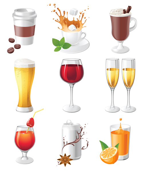 Different delicious drinks vector illustration 01 illustration drinks drink different Delicious   