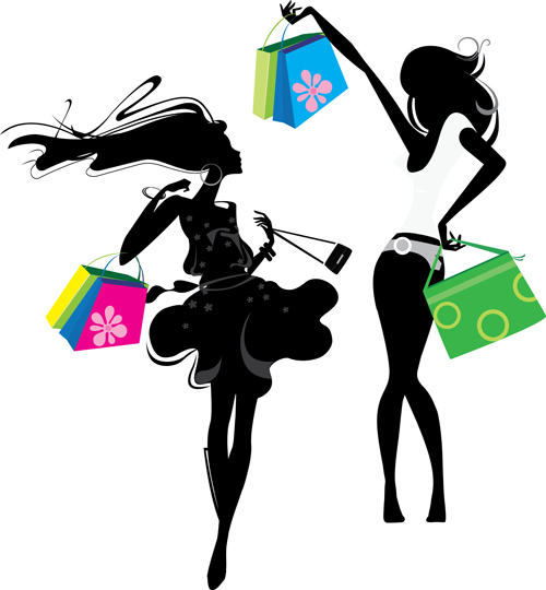 Happy shopping girls vector set 01 shopping happy girls   