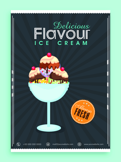 Ice cream vintage poster vector material 07 vintage poster ice cream   