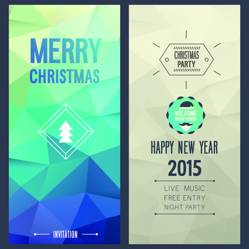 2015 Christmas invitation cards vintage style vector set 03 vintage invitation cards invitation christmas cards   