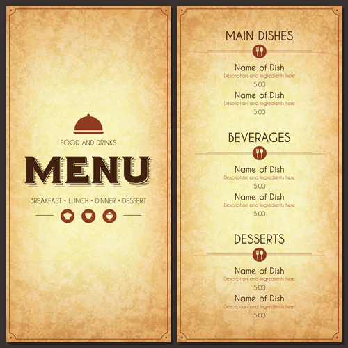 Restaurant menu cover with list vector set 03 restaurant menu list cover   