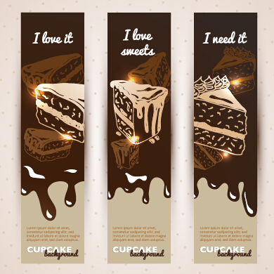 Chocolate with cupcake banners background vector 01 cupcake chocolate banners banner background vector background   