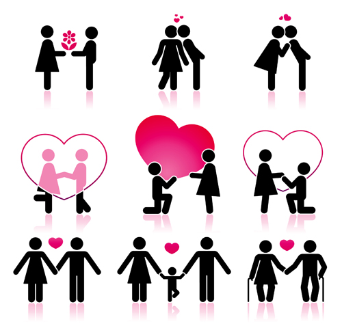 Set of Love theme icon mix vector 04 theme mix love icon   