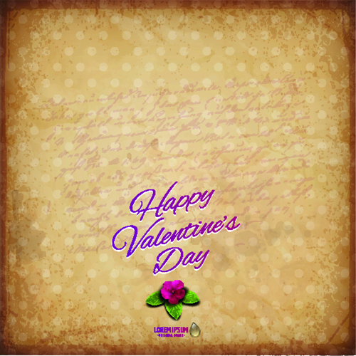 Flower with vintage valentine day background vector 02 vintage Valentine day Valentine flower background vector background   