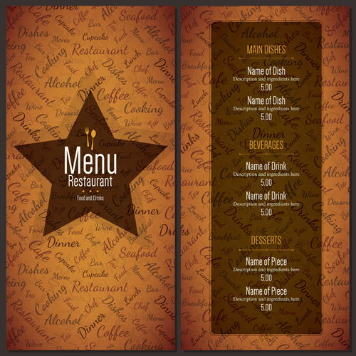 Restaurant menu cover with list vector set 04 restaurant menu list cover   