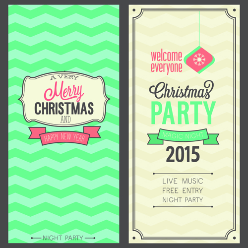 2015 Christmas invitation cards vintage style vector set 02 vintage invitation cards invitation christmas cards 2015   
