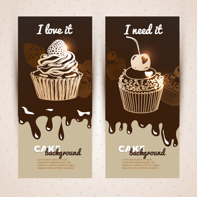 Chocolate with cupcake banners background vector 02 cupcake chocolate banners banner background vector background   