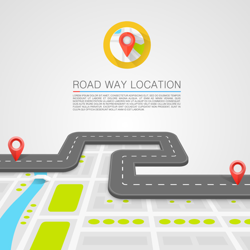 Road way location navigation template vector 04 Way template road navigation location   