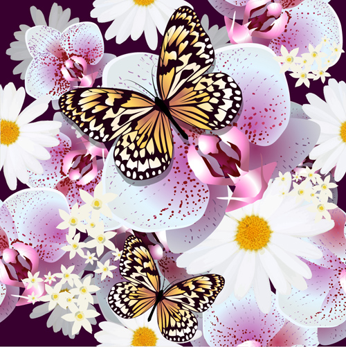 Butterflies with floral vector seamless pattern vector 03 seamless pattern floral butterflies   