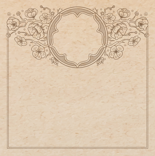 Old paper with floral background vector set 01 old paper floral background   