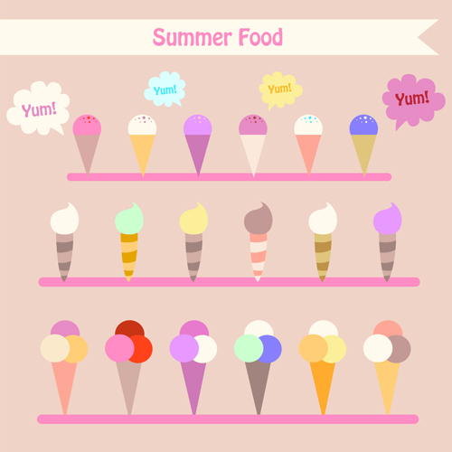 Summer cute ice cream vector material summer material ice cream cute cream   