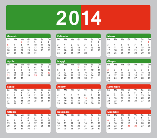 Italian Version Calendar 2014 vector set 05 italian calendars calendar 2014   