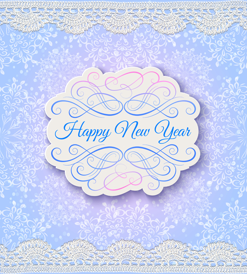 Elegant new year card with lace border vector 01 year new lace elegant card border   