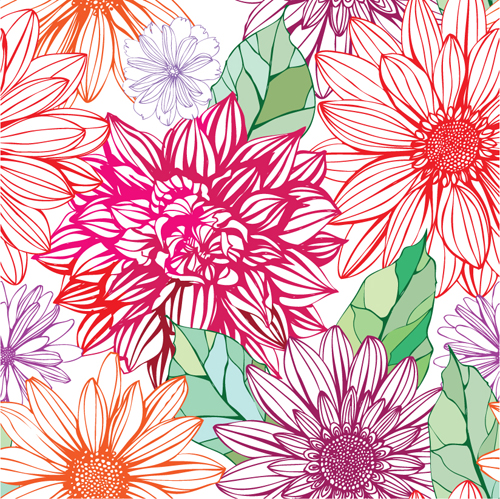 Vivid Flower patterns design elements vector 04 patterns pattern flowers flower elements element   