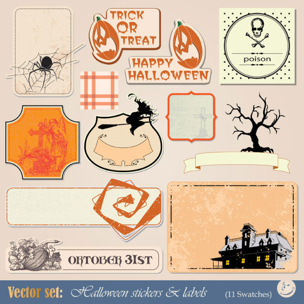 Funny Halloween labels vector 01 labels label halloween funny   